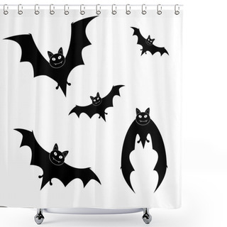Personality  Big Set Of Black Silhouettes Of Bats Shower Curtains
