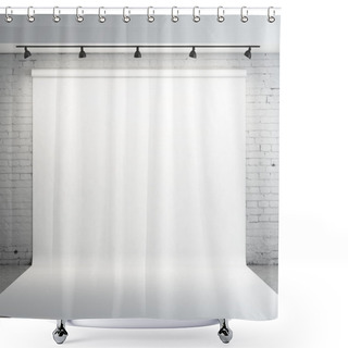 Personality  White Backdrop In Room Shower Curtains