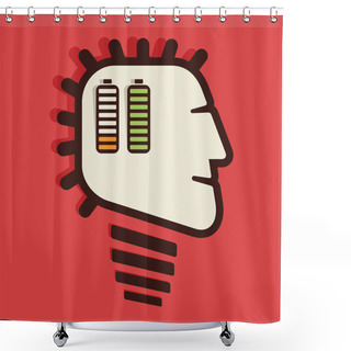 Personality  Two Battery In Human Head Vector Shower Curtains
