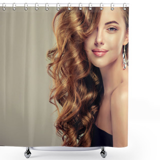 Personality  Girl With Long Curly Hair Shower Curtains