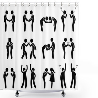 Personality  People Meeting And Greeting Gestures Etiquette. Shower Curtains