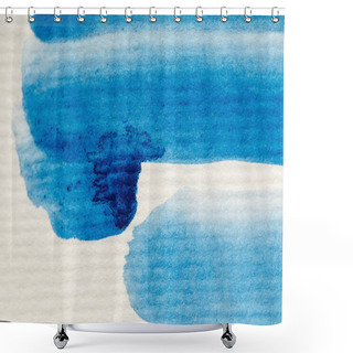 Personality  Blue Watercolor Paint Brushstrokes On White Textured Background  Shower Curtains