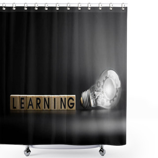 Personality  Light Bulb With The Word Learning. 3 D. Shower Curtains