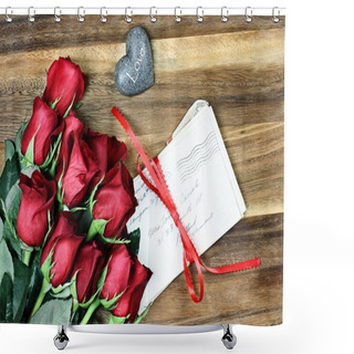 Personality  Dozen Roses With Old Letters Shower Curtains