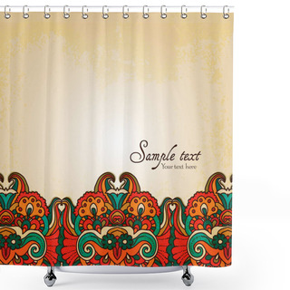 Personality  Ornamental Round Lace Pattern, Circle Background With Many Details Orient Traditional Ornament. Oriental Motif Shower Curtains