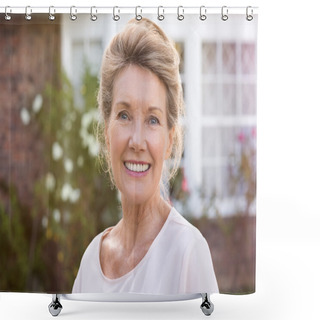 Personality  Smiling Senior Woman Shower Curtains