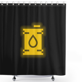 Personality  Barrel Yellow Glowing Neon Icon Shower Curtains