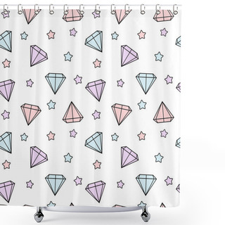 Personality  Cute Colorful Diamonds And Stars Seamless Vector Pattern Background Illustration Shower Curtains