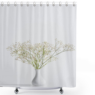 Personality  Blooming Flowers In Vase On White Background Shower Curtains