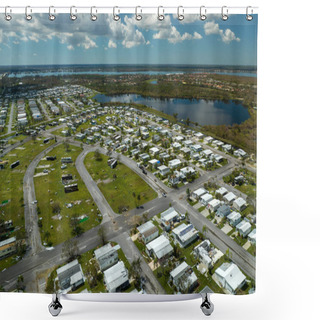 Personality  Hurricane Damage To Recreational Vehicle Camper Vans And Houses In Florida Campground. Consequences Of Natural Disaster. Shower Curtains