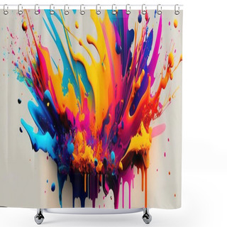 Personality  Colorful Splashes Of Paint On Neutral Background, Abstract Art  Shower Curtains