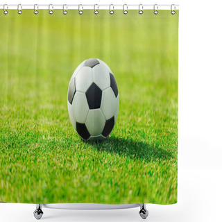 Personality  Soccer Ball On Grass Shower Curtains