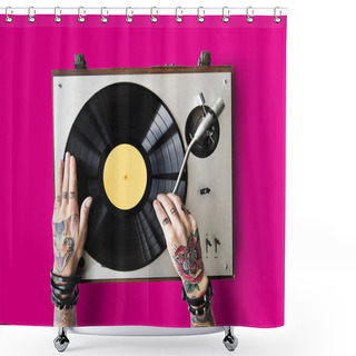 Personality  Hands In Tattoos With Vinyl   Shower Curtains