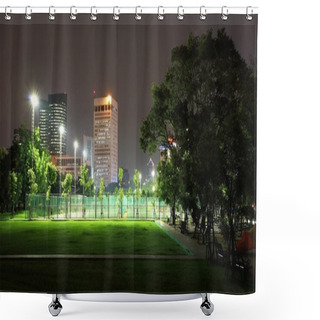 Personality  Outdoor Sport Stadium At Night In The Park Shower Curtains
