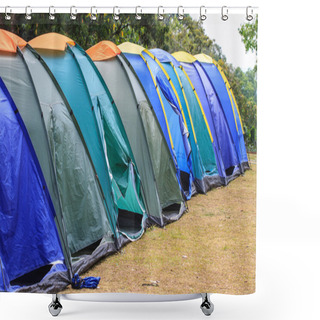 Personality  Colorful Tent On The Camping Ground Shower Curtains