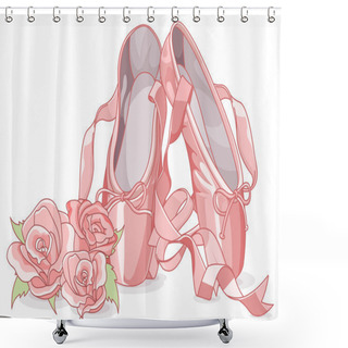 Personality  Ballet Slippers With Roses Shower Curtains