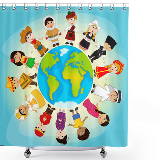 Personality  Multicultural People On Planet Earth Shower Curtains