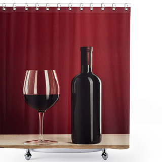 Personality  Glass And Bottle Of Red Wine  Shower Curtains