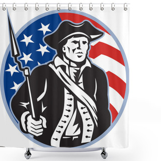 Personality  American Patriot Minuteman With Bayonet Rifle And Flag Shower Curtains