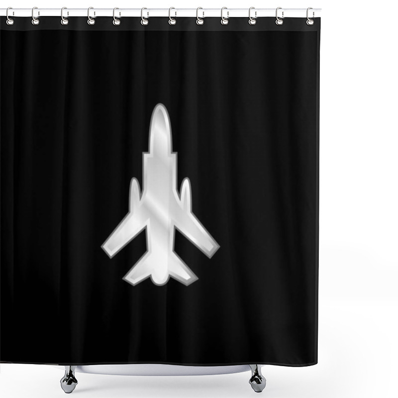 Personality  Army Airplane Bottom View Silver Plated Metallic Icon Shower Curtains