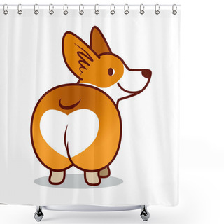 Personality  Cute Smiling Welsh Corgi Dog Vector Cartoon Illustration Isolated On White Background. Funny Corgi Butt Contemporary Flat Style Design Element For Icons, Stickers, Cards. Shower Curtains