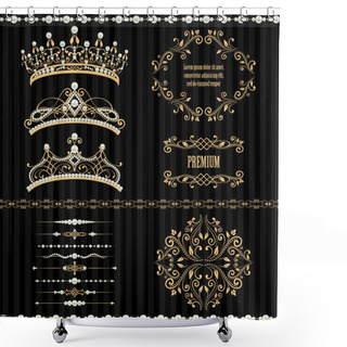 Personality  Set Collections Of Royal Design Elements Shower Curtains