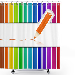 Personality  Background With Colored Pencils. Vector Illustration. Shower Curtains