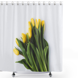 Personality  Beautiful Blooming Yellow Tulips Isolated On Grey  Shower Curtains