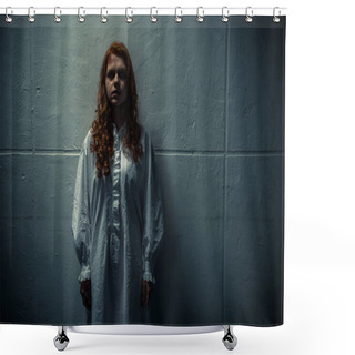 Personality  Demonic Girl In Nightgown Standing Near Wall Shower Curtains