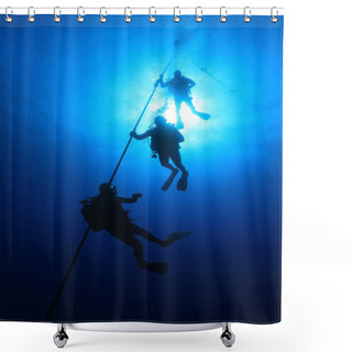 Personality  Scuba Divers On Decmpression Stop Shower Curtains