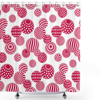 Personality  Circle Red Beads On White Background. Creative Modern Geometry S Shower Curtains