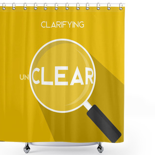Personality  Unclear-clear Clarifying Concept Zoom Looking With Magnifying Glass  Simple Clean Flat Long Shadow Icon Illustrationfor Web Design, Element, Print And Presentation  Shower Curtains