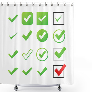Personality  Set Check Marks Or Ticks. Tick Symbol, Grunge Check Mark. Vector Illustration. Shower Curtains