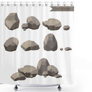 Personality  Rocks And Stones. Rocks And Stones Single Or Piled For Damage And Rubble For Game Art Architecture Design Shower Curtains