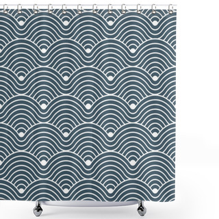 Personality  Geometric Repetitive Curvy Waves Pattern Texture Background. Vector Graphic Illustration Template. Shower Curtains