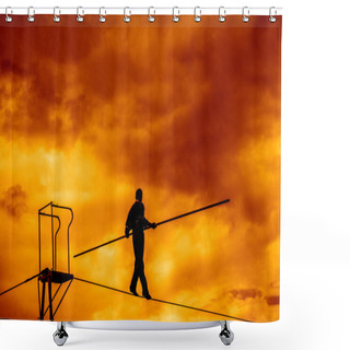 Personality  Silhouette Of Equilibrist Businessman  Shower Curtains