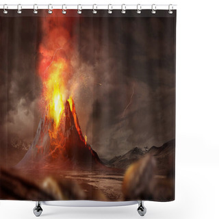Personality  Massive Volcano Eruption Shower Curtains