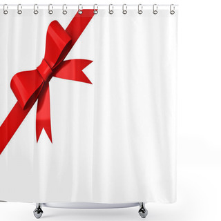 Personality  Red Ribbon Bow Isolated On Corner White Shower Curtains