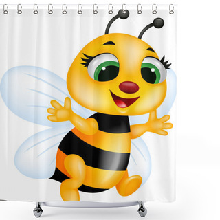 Personality  Funny Bee Cartoon Shower Curtains