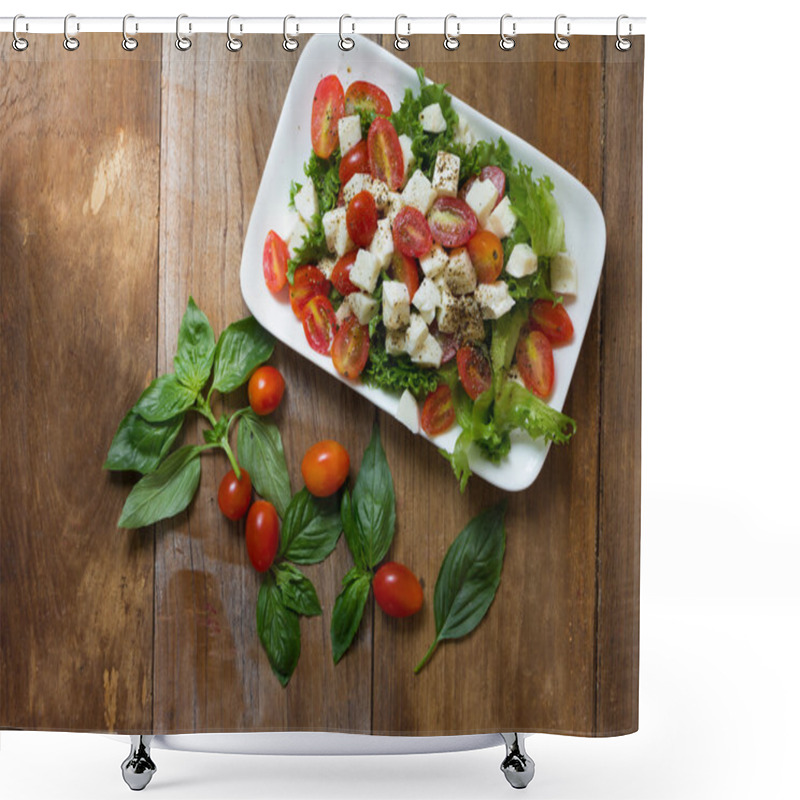 Personality  Caprese Salad, Italian Salad,Tomato Mozzarella Basil Leaves. Top Shower Curtains