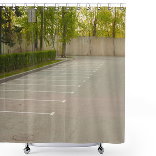 Personality  Car Parking Lot With White Mark Shower Curtains