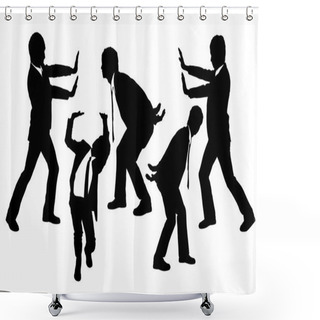 Personality  Silhouettes Of Business Men Holding Something Heavy Shower Curtains