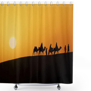 Personality  Silhouette Of A Camel Caravan Shower Curtains