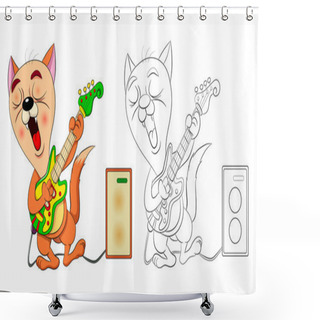Personality  Funny Cartoon Cats Singing Shower Curtains