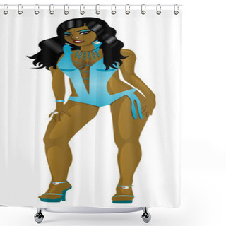 Personality  Teal Swimsuit Girl Shower Curtains