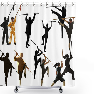 Personality  Kung Fu Men With Pikes Shower Curtains