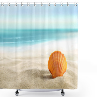 Personality  Shell On The Beach Shower Curtains