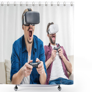 Personality  Friends In Virtual Reality Headsets Shower Curtains