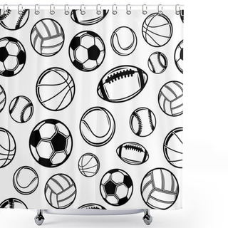 Personality  Sports Balls Background, Seamless Pattern, Icons Shower Curtains