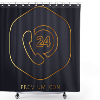 Personality  24 Hours Support Golden Line Premium Logo Or Icon Shower Curtains